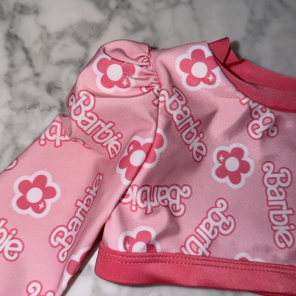 NWT Barbie Floral Pink Kids Rashguard Swim Set 3T - Picture 10 of 12